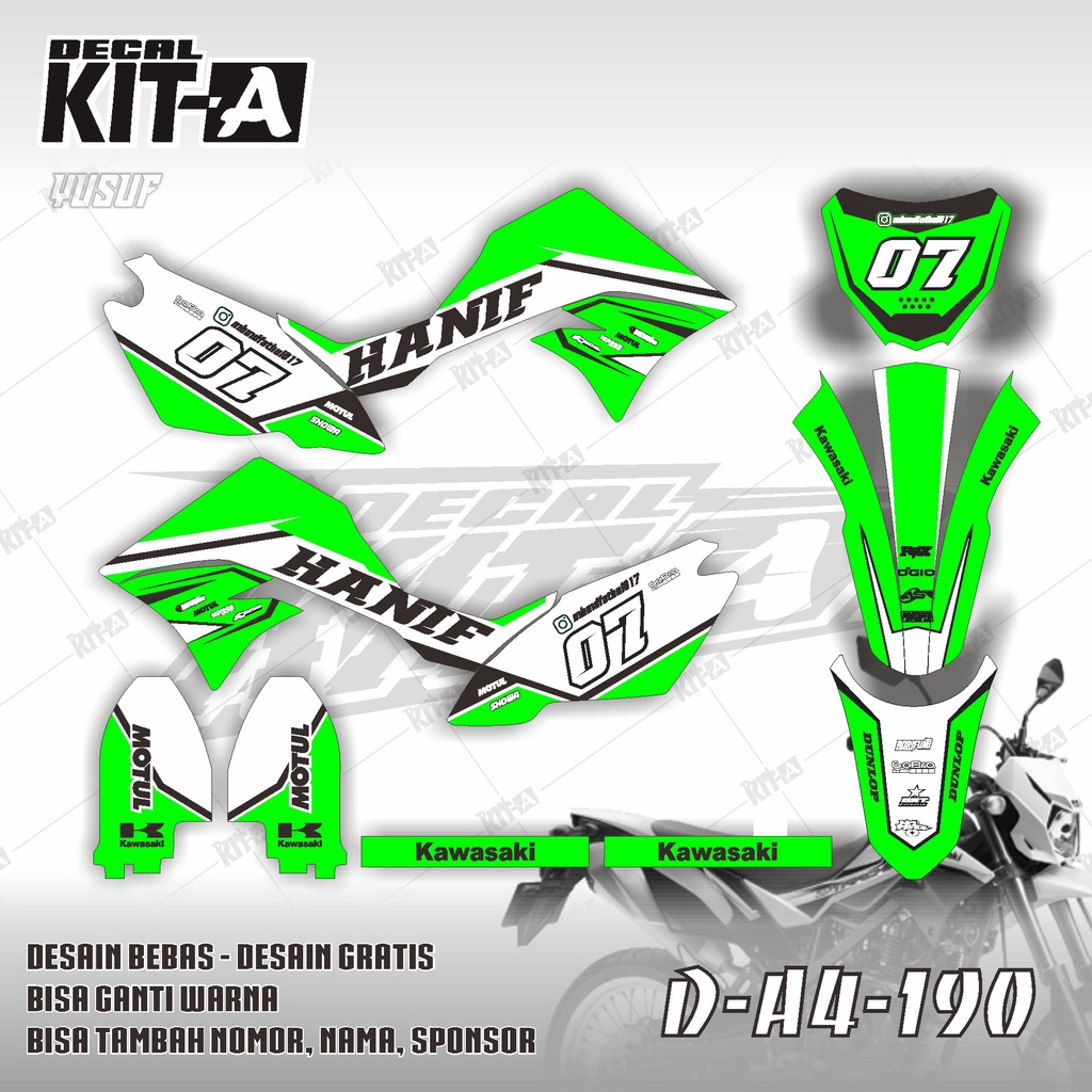 Decal New Dtracker 150 MOTIF SIMPLE PUTIH HIJAU D-A4-190