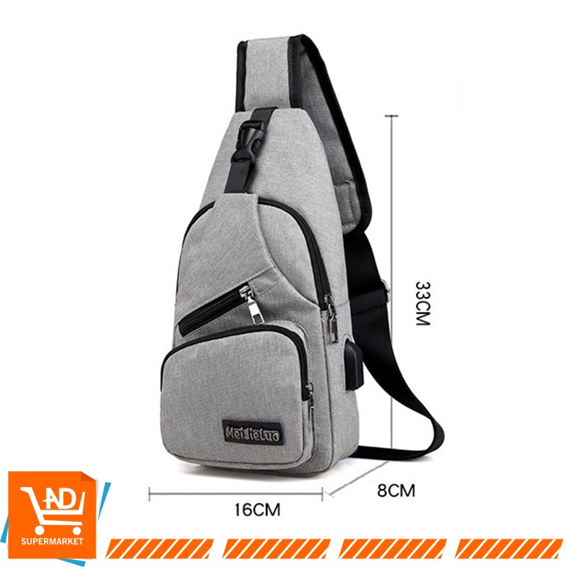 AND T21 Tas Selempang Pria Sling Bag Travel Import USB Tas Kanvas Slempang Pria Murah Hiqh Quality