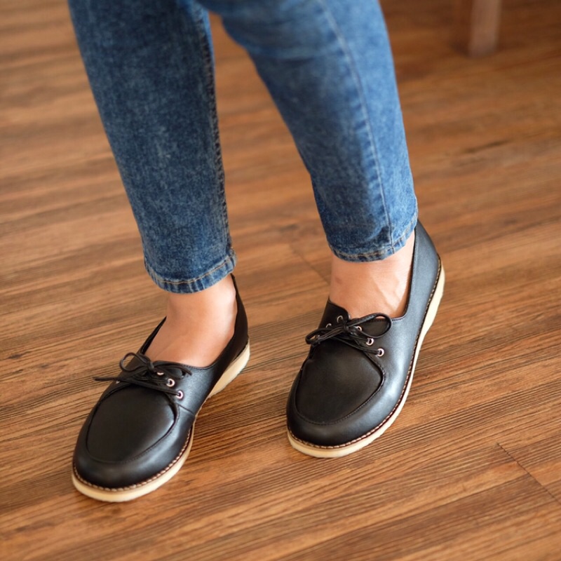 [SIAP KIRIM] BRShoes30 Hitam Sepatu Kerja Casual Flat Wanita