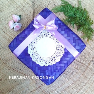

besek bambu warna ungu mika pita 25cm bakul box nasi kardus kue