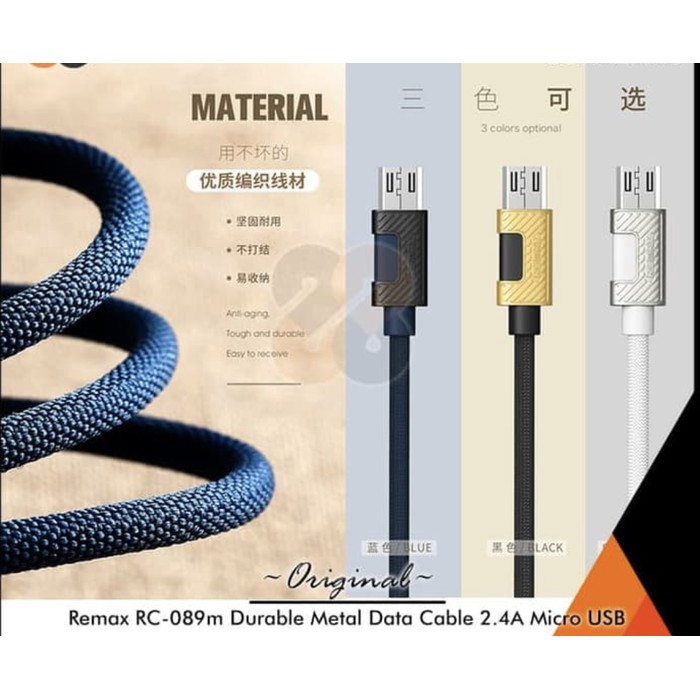 Remax Durable Cable Micro USB RC-089M Kabel Data Metal Fast Charging