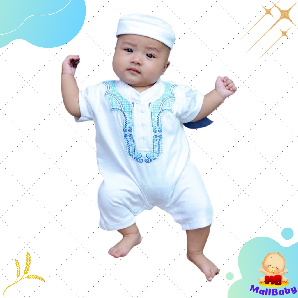 Jumper Koko Bayi Laki Laki Baru Lahir 0-6 Bulan Baju Koko Bayi 1 2 3 Bulan Baju Muslim Bayi Romper Koko Aqiqah Newborn