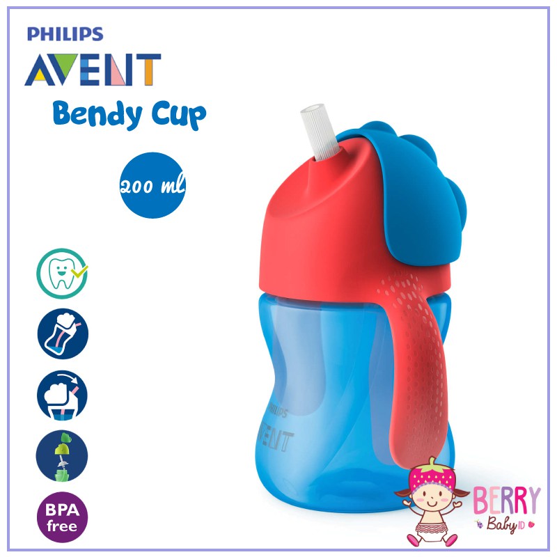 Philips Avent Bendy Straw Cup Botol Sedotan Bayi 200 ml / 7 oz Berry Mart