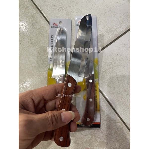 pisau dapur stainless gagang kayu 5 inch / pisau stainless super tajam / pisau buah / pisau sayur kecil gagang kayu