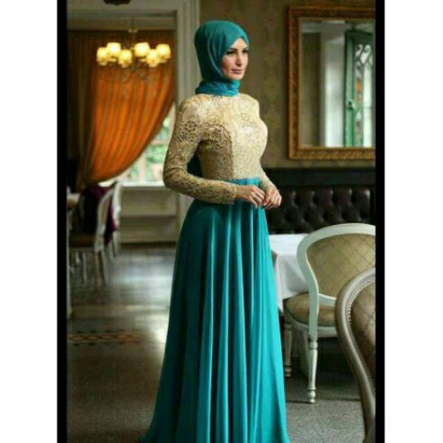 FK Baju muslim pesta mewah Gamis SILIA trendy baju maxi wanita gadis remaja xl murah agrabutik