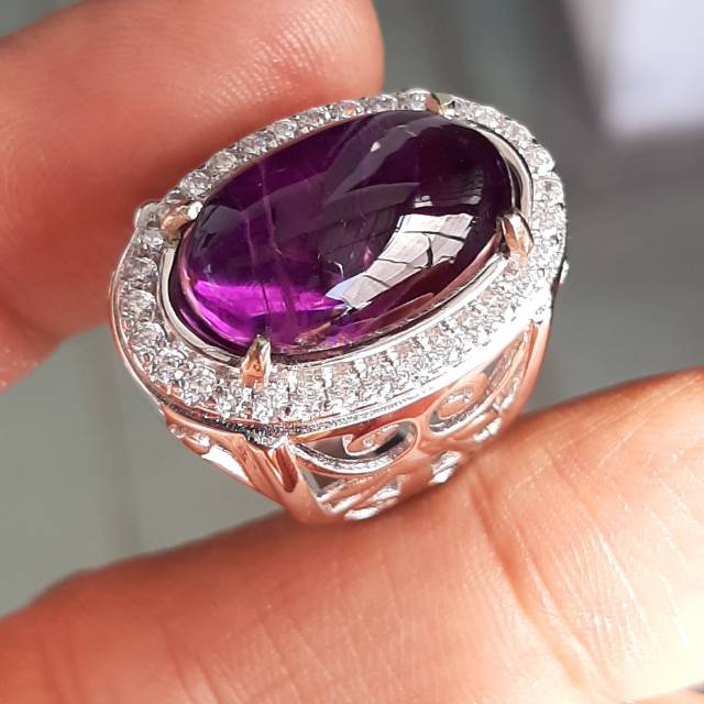 Cincin Pria batu Kecubung (Amethyst) Kalimantan