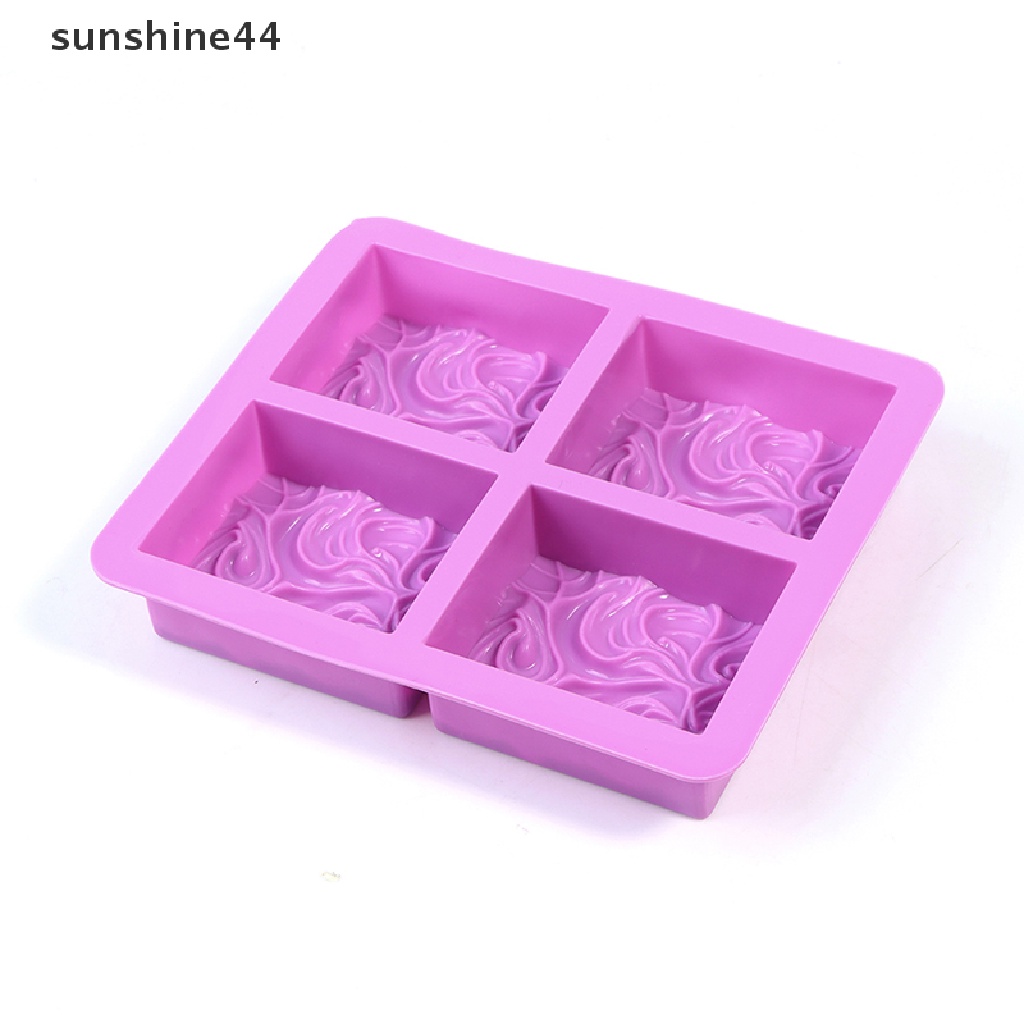 Sunshine Cetakan Silikon Bentuk Bunga Bergelombang 4 Lubang Untuk Diy Sabun / Kue / Minyak / Resin