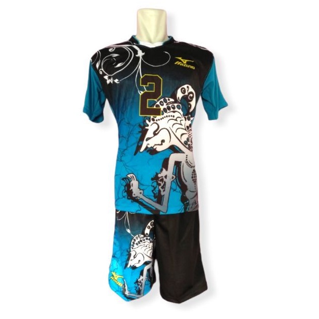 Setelan kaos baju jersey voli volly mizun0 motif wayang printing pandawa bisa cod