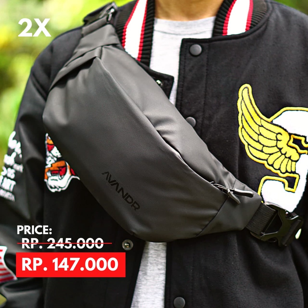 AVANDR 2X Matte Waist Bag Tas Pria Medium Waterproof Multifungsi