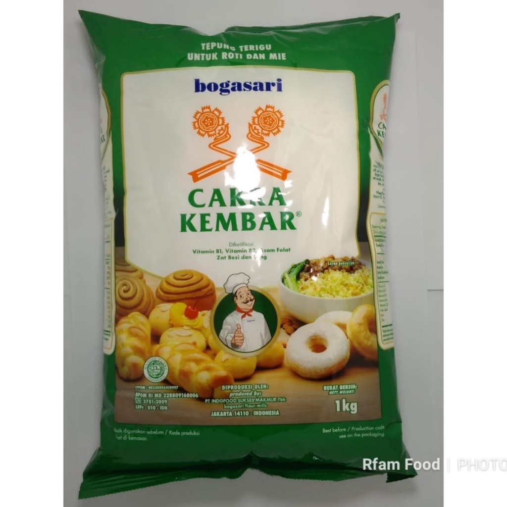 

BOGASARI TEPUNG TERIGU CAKRA KEMBAR 1KG TEPUNG PREMIUM PROTEIN TINGGI