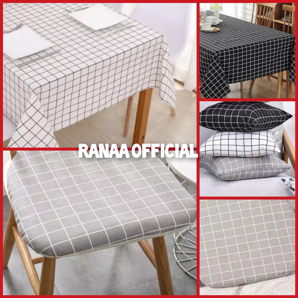 taplak meja set bantal kursi kayu dan sofa
