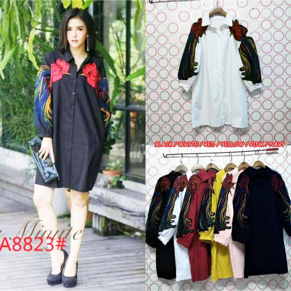 BAJU BIGSIZE Tunik Import Bangkok Katun Mix Bordir Import Fit XL BKK076 CANTIK