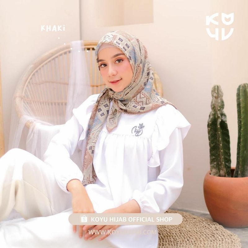 Hijab jilbab kerudung segi empat motif premium ori / hijab koyu segi empat motif ethnik bajo