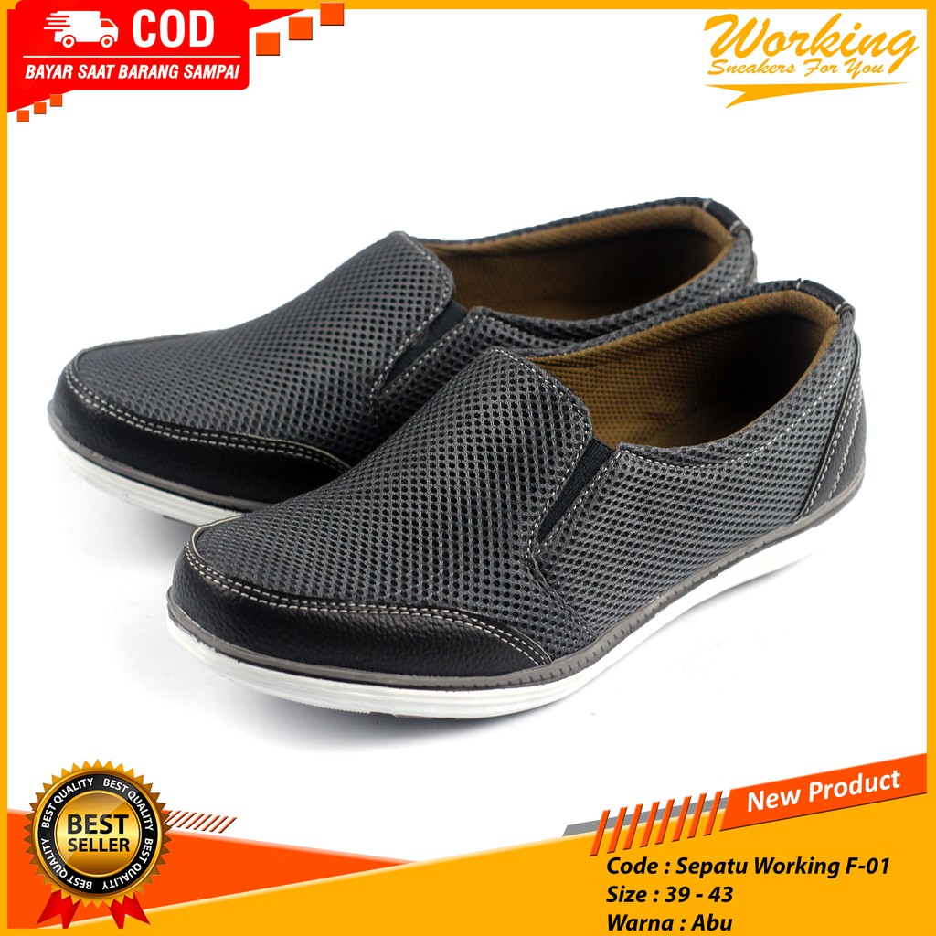 Sepatu Slip On Slop Casual Sneakers Pria Working F-01