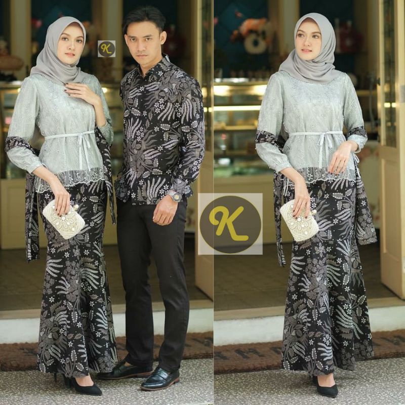 Batik Couple Kebaya Modern Kebaya Tunangan Lamaran Baju Wisuda Batik Brukat Terbaru-0