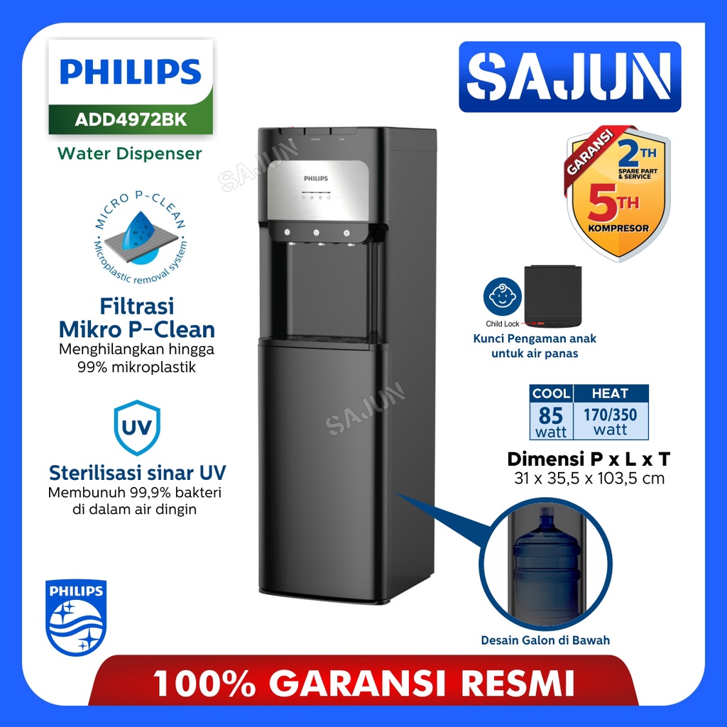 Philips Dispenser Air Galon Bawa ADD4972BK Micro-P-Clean + UV LED