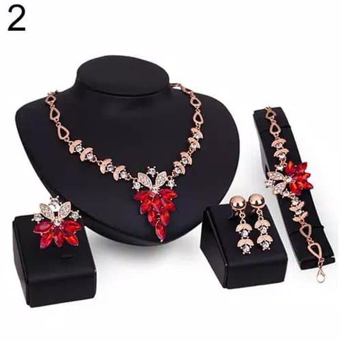 SET PERHIASAN BRIDAL PESTA FASHION WANITA GELANG KALUNG ANTING IMPORT