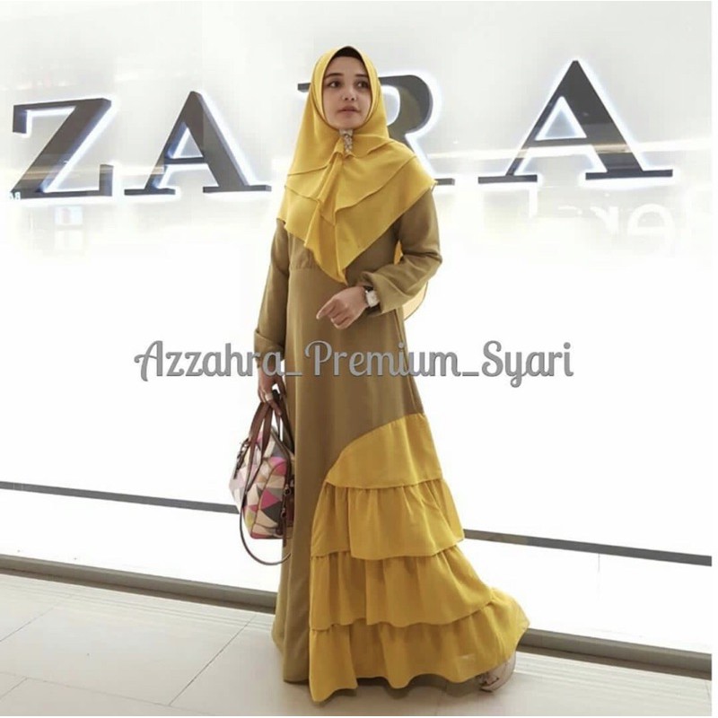 preloved dress only by azzahra premium syari yellow mustard