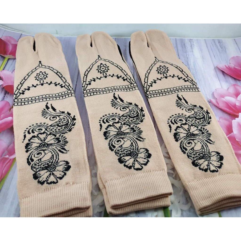 Kaos Kaki Jempol Pendek lembut  Muslimah Cantik Syari Tokopelanginicer - KAUS kAKI COKLAT MOTIF HENA