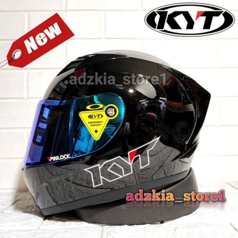 PAKET GANTENG HELM KYT R10 POLOS HITAM | FULL FACE | SPOILER 3D