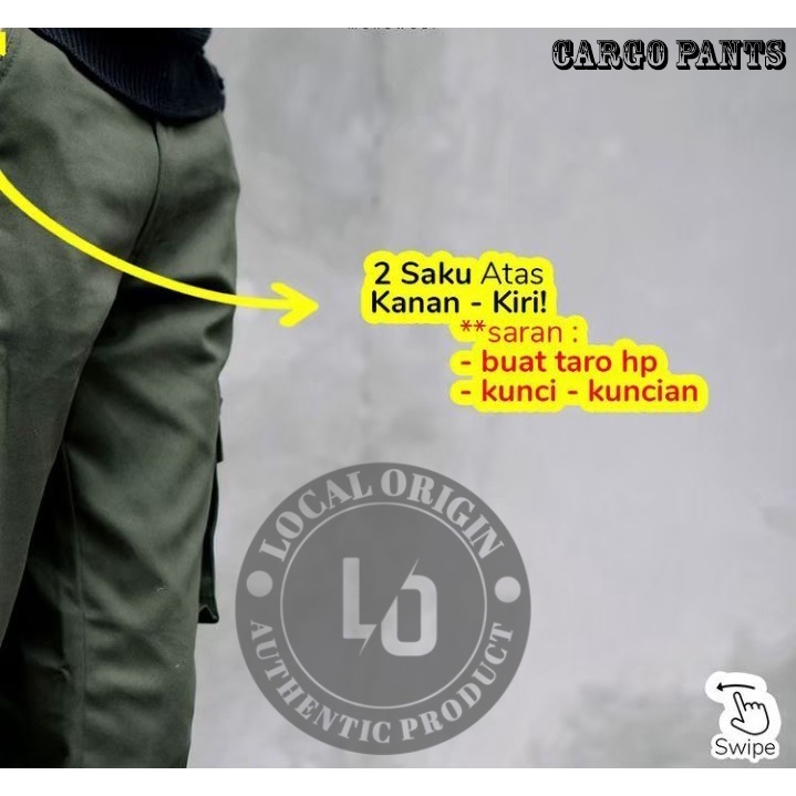 CELANA CARGO PANJANG PRIA SLIMFIT CREAM - CARGO PANTS PREMIUM HIGH QUALITY CREAM - CELANA GUNUNG PDL - KARGO KATUN TWILL