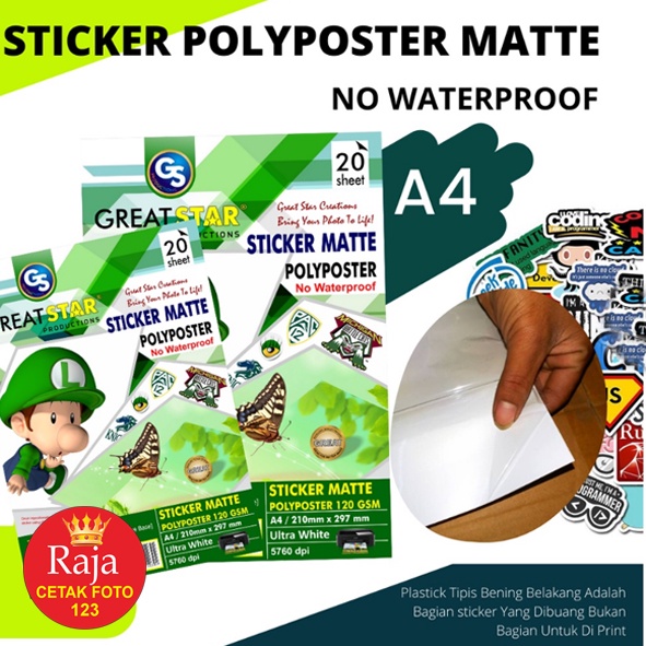 

STICKER POLYPOSTER/PHOTO PLASTIK MATE A4/20 LEMBAR