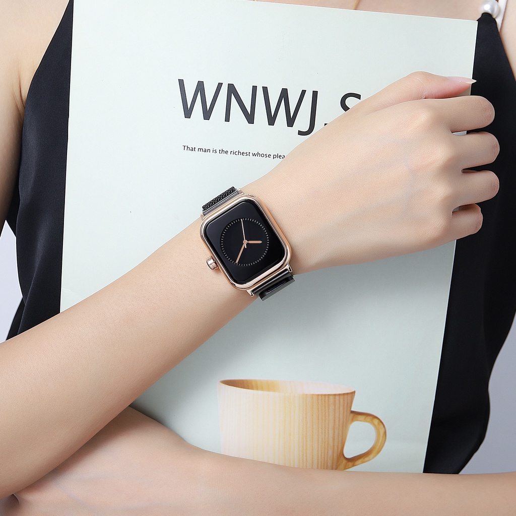 VaVa Voom 2391 Jam Tangan Wanita Mode Bisnis Display Kuarsa Jam Wanita Tali Jala Tahan Air Jam Tangan Cewek Jam Magnetic + Kotak Gratis