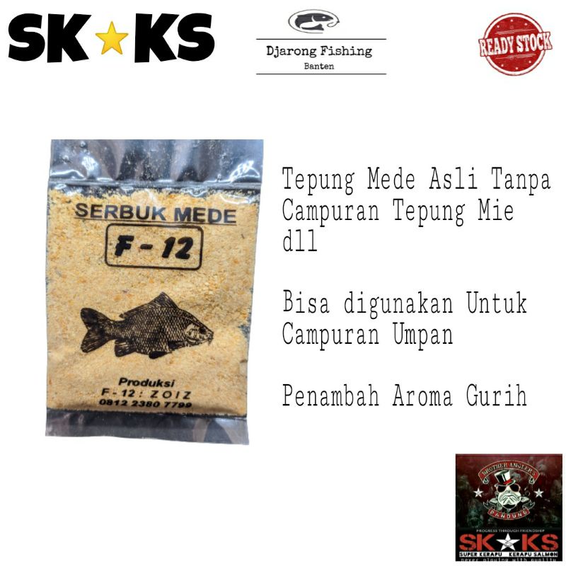 Umpan Ikan Mas F 12 Serbuk Mede Asli SKKS Campuran Bahan Umpan Aroma Gurih Ikan Rame Babon Harian Ga