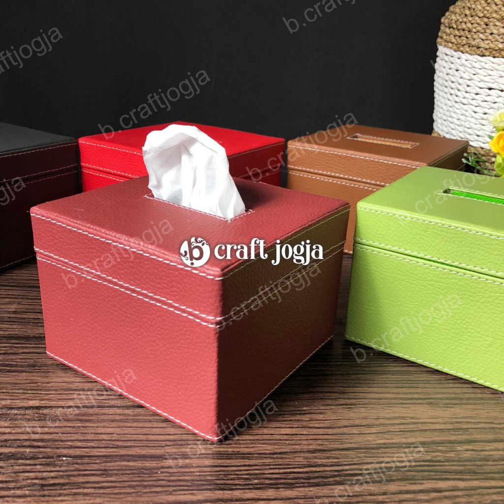Kotak Tisu Tempat Tissue Box Tisu Vinyl Kulit Sintetis Kotak Kerajinan Anyaman B Craft Jogja