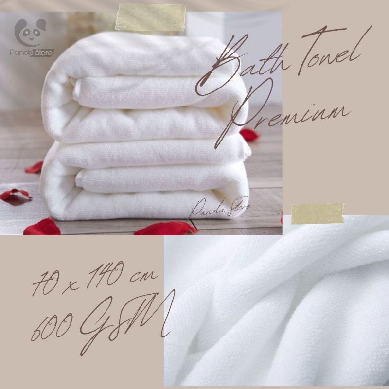 Handuk Mandi Hotel 70x140cm 600 GSM Putih | Bath Towel Premium 100% Katun Tebal