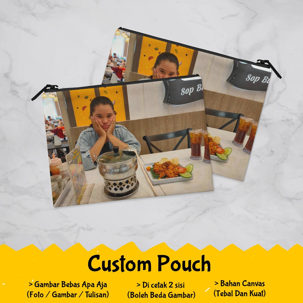 Pouch Custom Foto Gambar Tulisan