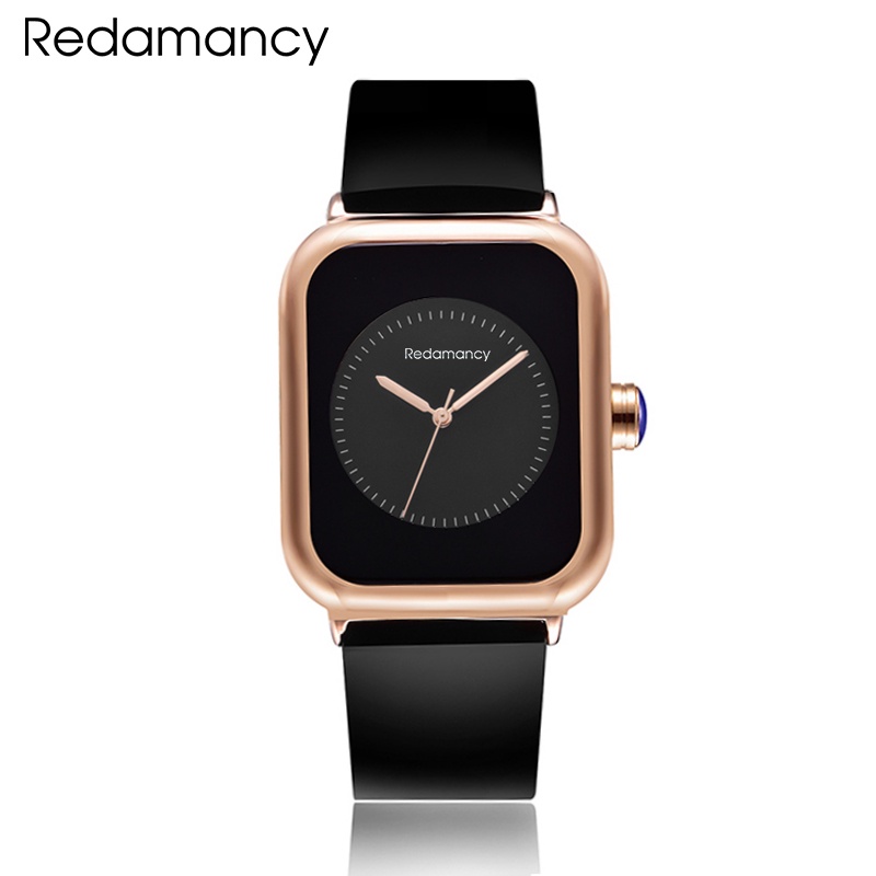 Redamancy Jam Tangan Wanita Original Mode Bisnis Display Kuarsa Jam Wanita Tali Jala Tahan Air Jam Tangan Cewek Jam RoseBlack-sabuk baja-Allblack-Silicone