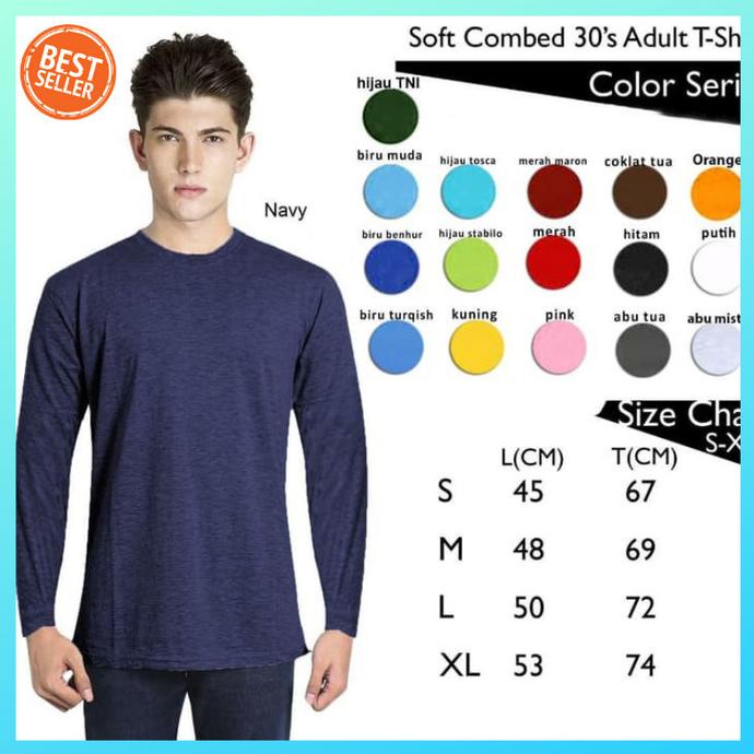 Kaos Polos Pria Long Sleeve - Cotton Combed 30S