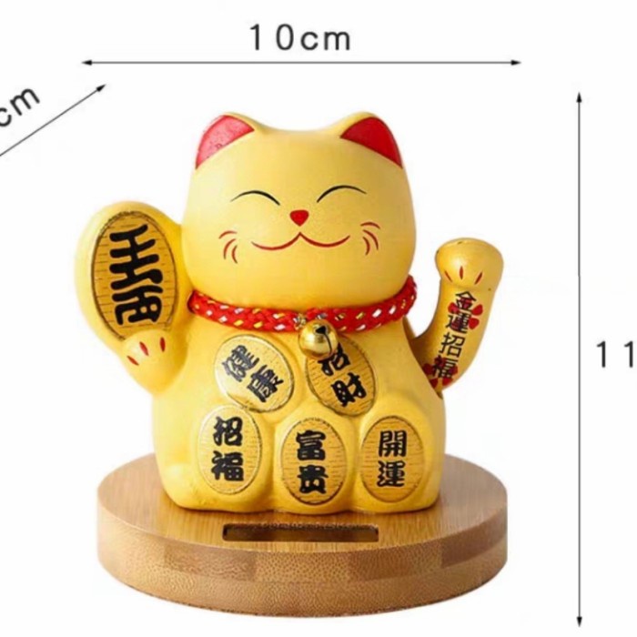 Kucing Keramik Gold Maneki Neko Jepang Pajangan Keramik TATAKAN KAYU Harga Grosir Termurah