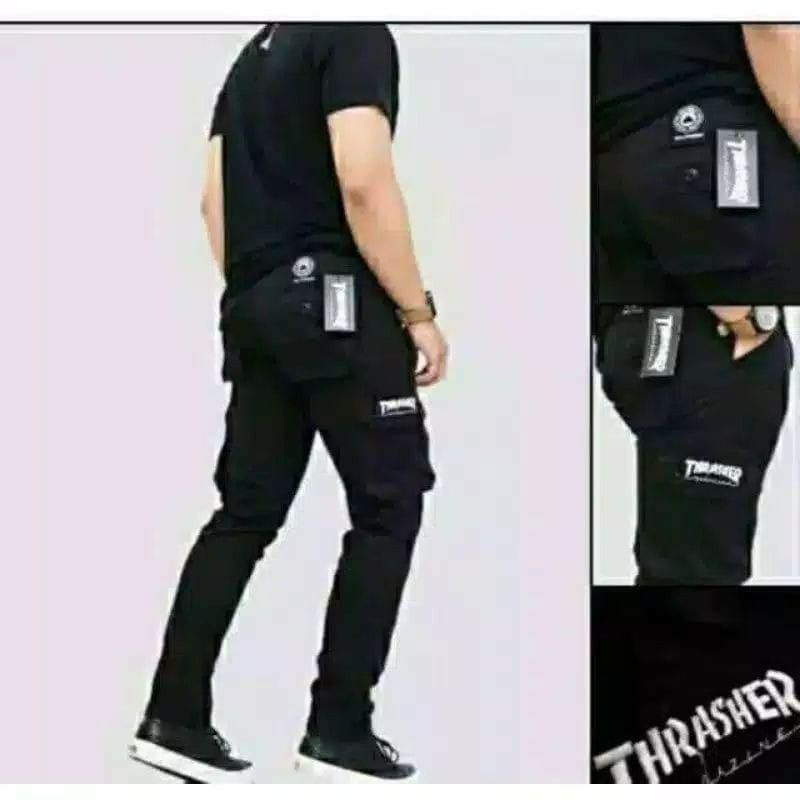 Celana cargo panjang THRASHER pria premium distro Quality 100% size 28-33