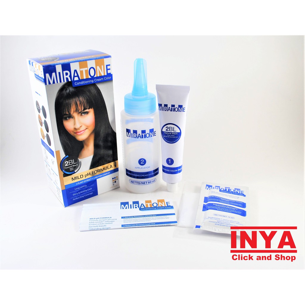 Pewarna Rambut MIRATONE CONDITIONING CREAM COLOR 2BL NATURAL BLACK - Semir Rambut HITAM ALAMI
