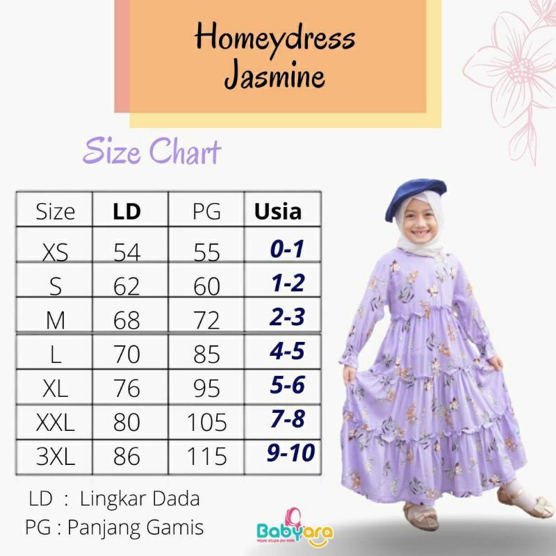 gamis jasmine by babyara/gamis anak perempuan/gamis kekinian