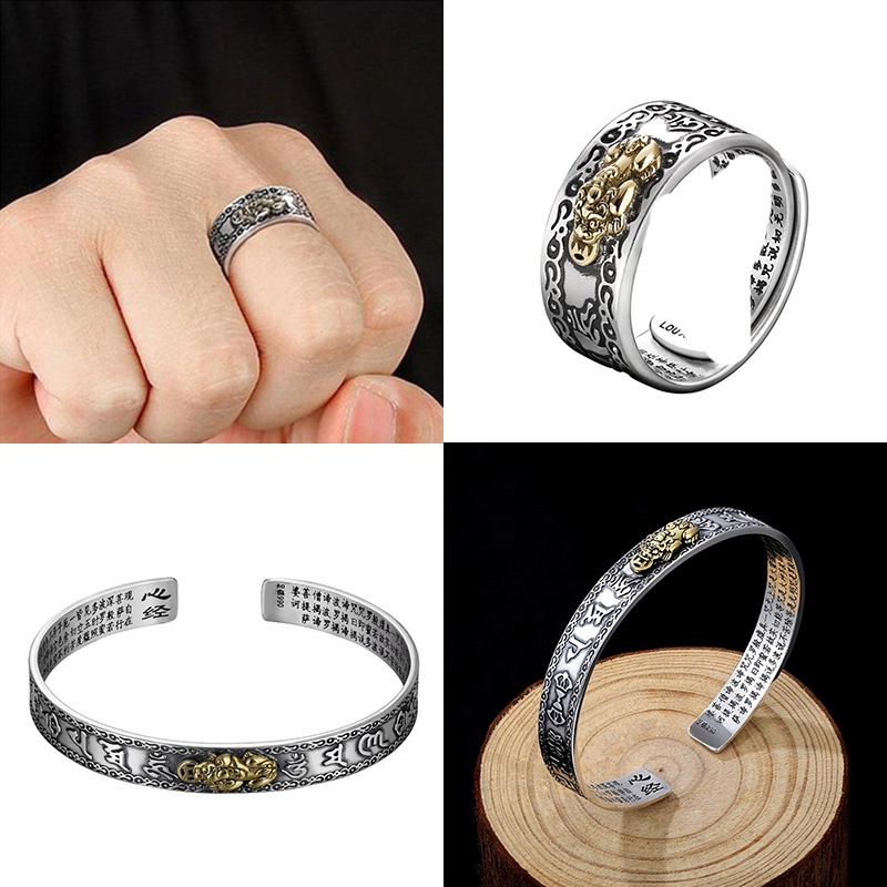 (Zomi) Cincin Mantra Mantra Sutra Gaya Retro Lapis Tembaga Untuk Wanita