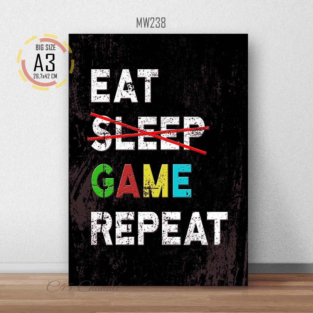 Poster Unik GAME QUOTES Dekorasi Kamar Cowok Bahan Kayu Hiasan Dinding GAMER Pajangan Tembok Langsun