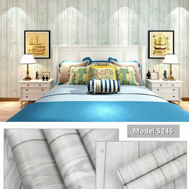 WALLPAPER DINDING MOTIF KAYU ABU