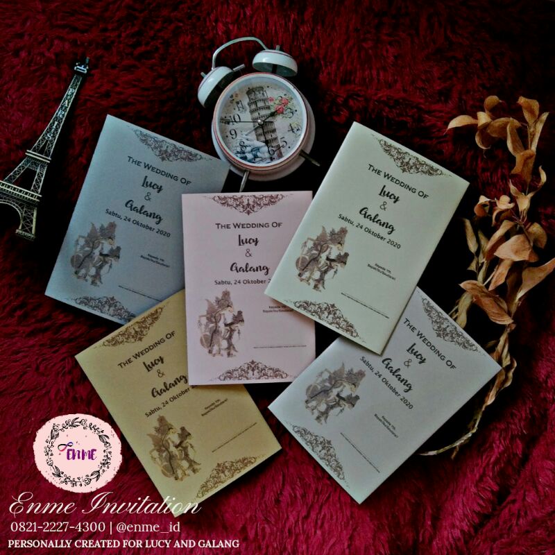 Undangan Pernikahan Unik, Murah, Elegan Tema Wayang Jawa, Bahan Tebal, Request Design