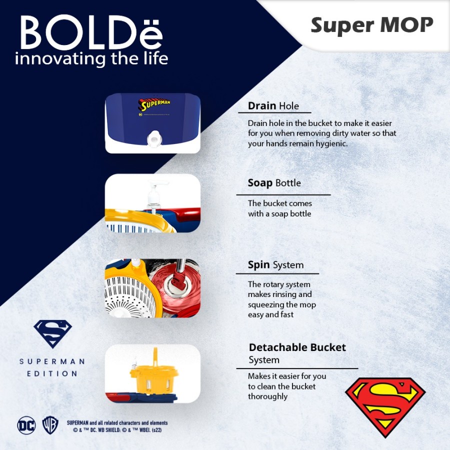 BOLDe SUPER MOP SUPER HEROES SERIES - Alat Pel Saringan bisa Dilepas