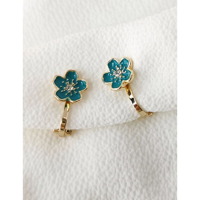 LRC Anting Jepit Fashion Khaki (diamond Flower Section) Glazed Cat Flower Fun K3320X