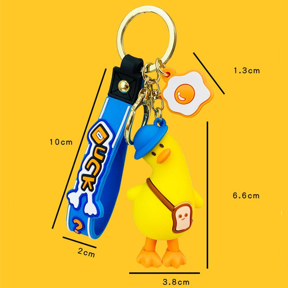 Lanfy Wanita Gantungan Kunci Kreatif Dekorasi Hadiah Miring Kepala Bebek Resin Alloy Key Holder