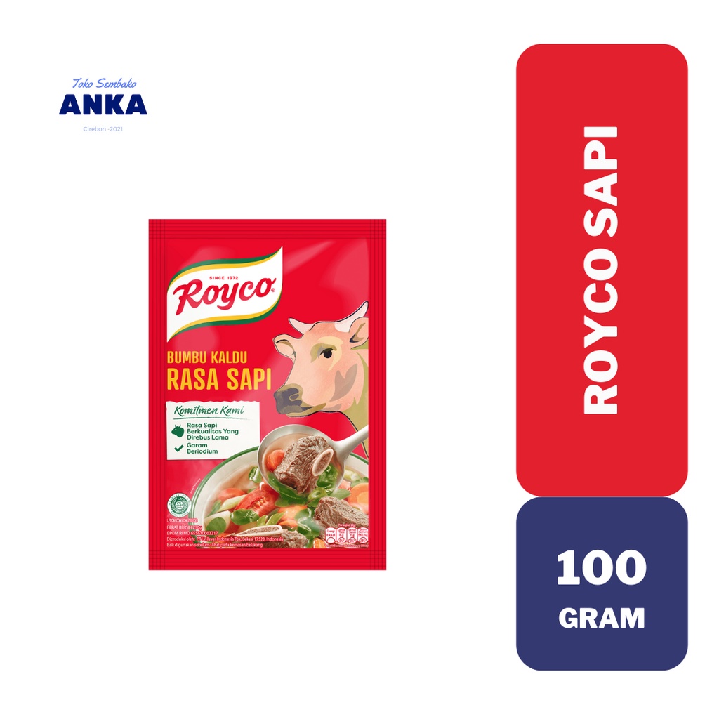 

Royco Bumbu Penyedap Makanan Rasa Kaldu Sapi 1Pcs x 100Gram