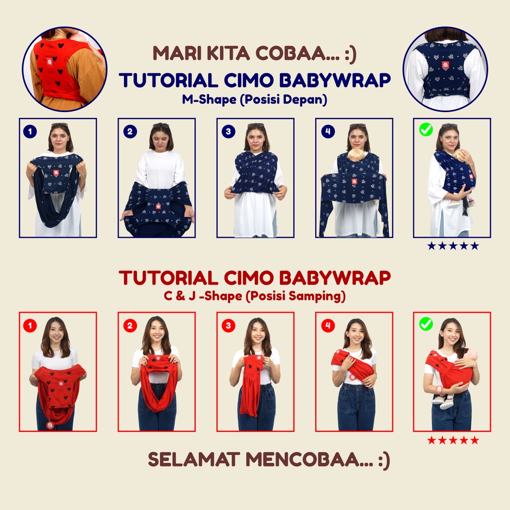 Gendongan Bayi M Shape Depan Samping Geos Gendongan Baby Wrap Instan Premium