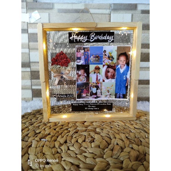 1. HARI JADI Square Frame Flower in Frame Kado Pernikahan Kado Unik Kado Tunangan Kado Wisuda Kado Ultah Kado Anniversary Rustic