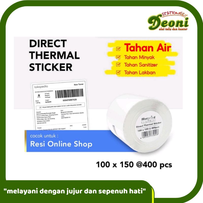 

Blueprint Direct Thermal Sticker / Sticker Label Barcode 100x150 1line 400pcs