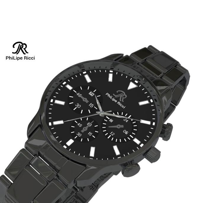 PhiLipe Ricci Jam Tangan Pria Rantai Analog Besi Black Series BLCK24