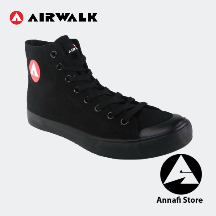JUAL SEPATU SNEAKERS PRIA AIRWALK NEW BASIC CANVAS HI AIW17CV0153 - BLACK